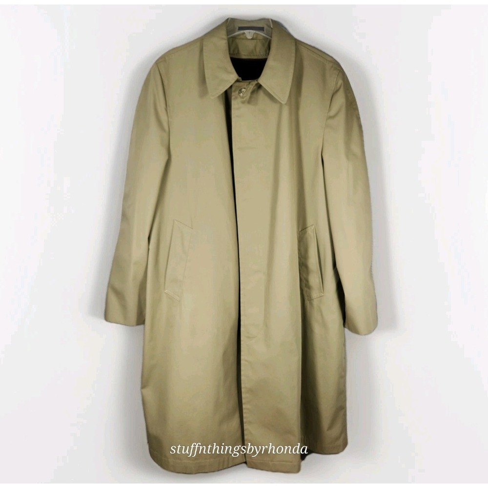 BOTANY WEATHER TOPPER Khaki Trench Coat Men's Size 42‎ Reg with Removable Liner